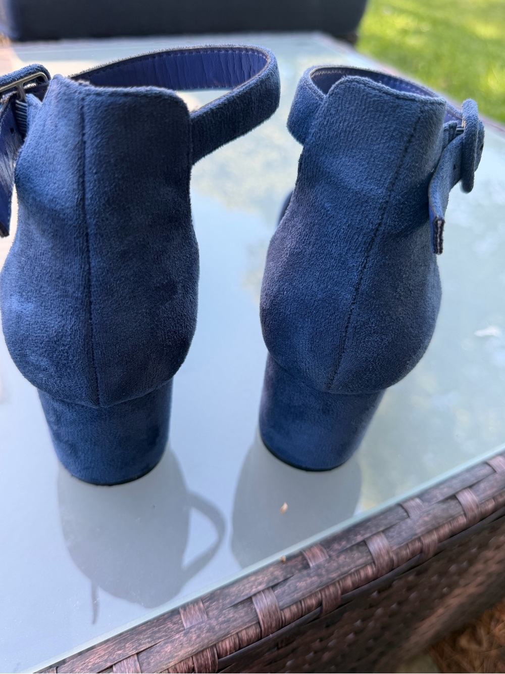 Pointed Ankle-Strap Heels in Navy Suede-Look-closed toe- excellent condition - Picture 4 of 9
